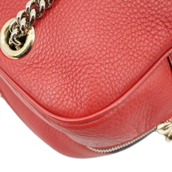 GUCCI Soho Leather Chain Zip Shoulder Bag Red 353126
