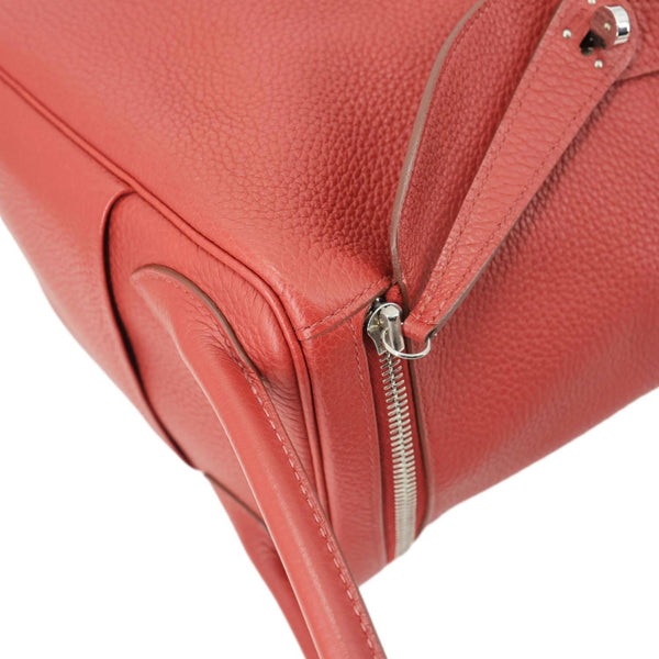 HERMES Lindy 30 Clemence Leather Shoulder Bag Red