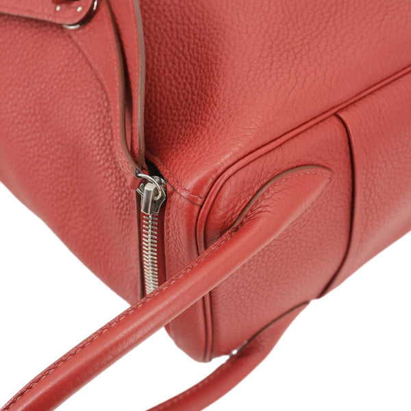 HERMES Lindy 30 Clemence Leather Shoulder Bag Red