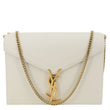 YVES SAINT LAURENT Cassandra Monogram Clasp Grain De Poudre Crossbody Bag Off White