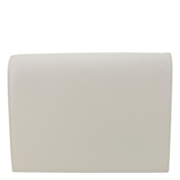 YVES SAINT LAURENT Cassandra Monogram Clasp Grain De Poudre Crossbody Bag Off White
