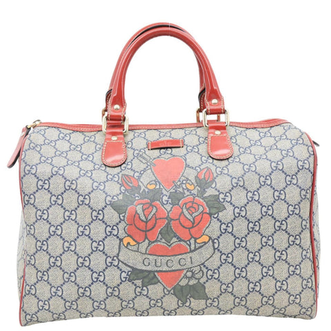 GUCCI GG Joy Tattoo Heart GG Supreme Canvas Boston Bag Beige 189895