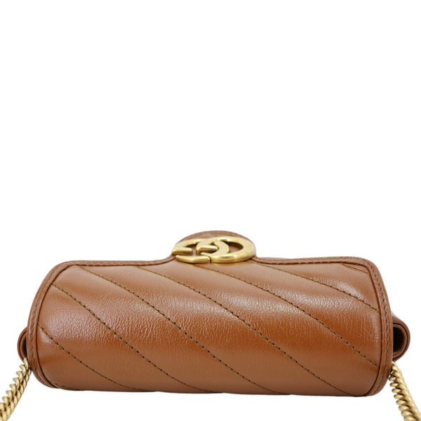 GUCCI GG Marmont Super Mini Matelasse Leather Crossbody Bag Brown 476433