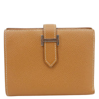 HERMES Bearn Leather Compact Wallet Brown