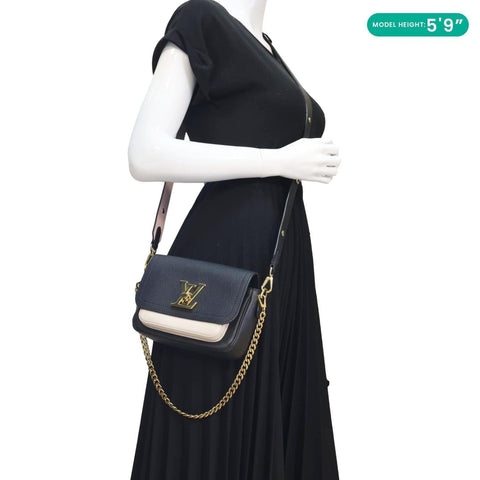 LOUIS VUITTON Lockme Tender Calfskin Leather Chain Shoulder Bag Black