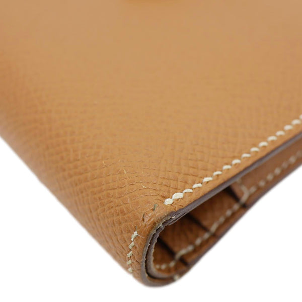 HERMES Bearn Leather Compact Wallet Brown