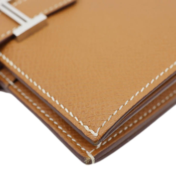 HERMES Bearn Leather Compact Wallet Brown