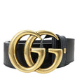 GUCCI Double G Marmont Buckle Smooth Leather Belt Size 75.30 Black 400593