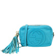 GUCCI Soho Disco Leather Camera Crossbody Bag Teal 308364