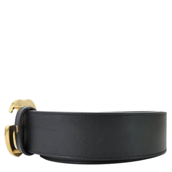 GUCCI Double G Marmont Buckle Smooth Leather Belt Size 75.30 Black 400593