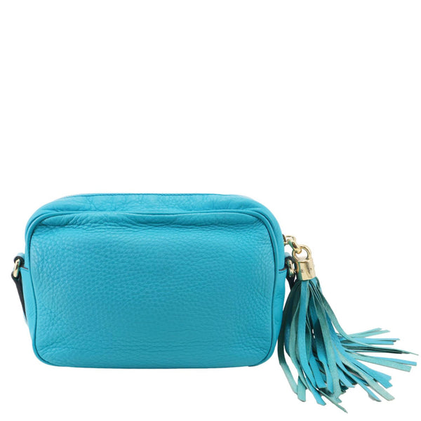 GUCCI Soho Disco Leather Camera Crossbody Bag Teal 308364