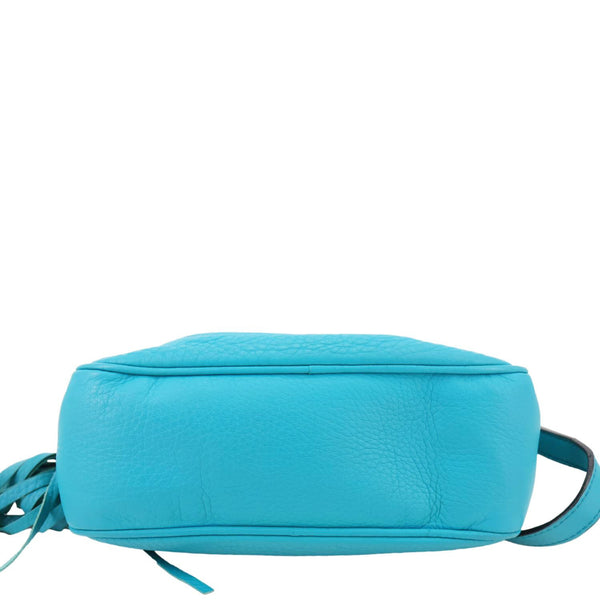 GUCCI Soho Disco Leather Camera Crossbody Bag Teal 308364