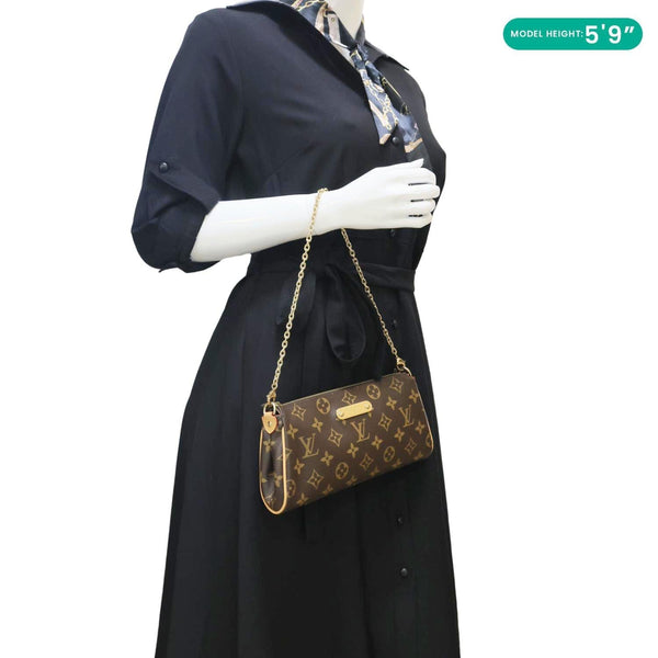 LOUIS VUITTON Pochette Eva Monogram Canvas Crossbody Bag Brown
