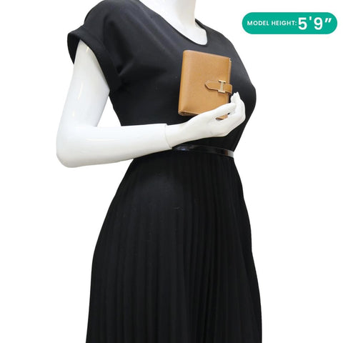 HERMES Bearn Leather Compact Wallet Brown