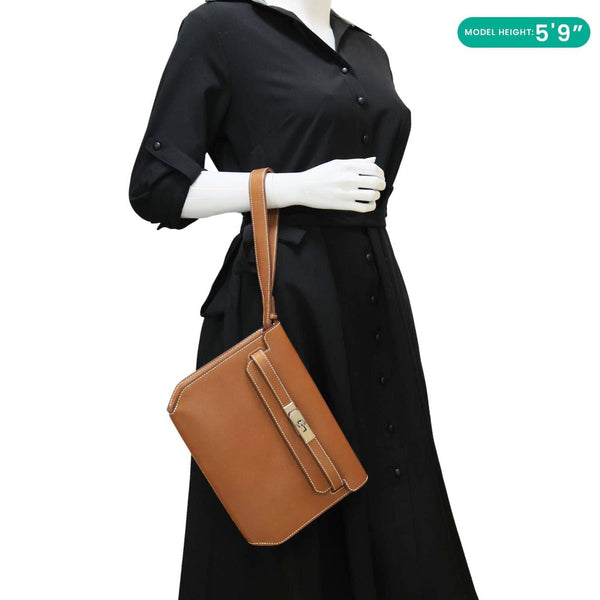 HERMES Kelly Depeches 25 Togo Calfskin Leather Pouch Brown