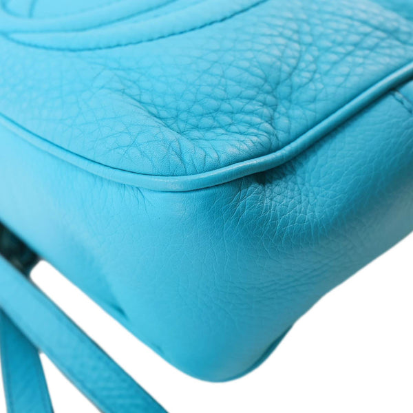 GUCCI Soho Disco Leather Camera Crossbody Bag Teal 308364