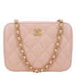 CHANEL CC Pearl Crush Quilted Lambskin Leather Camera Case Pink