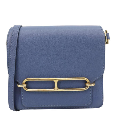 HERMES Roulis Sac Evercolor Mini Pebbled Calfskin Leather Shoulder Bag Bleu De Malte