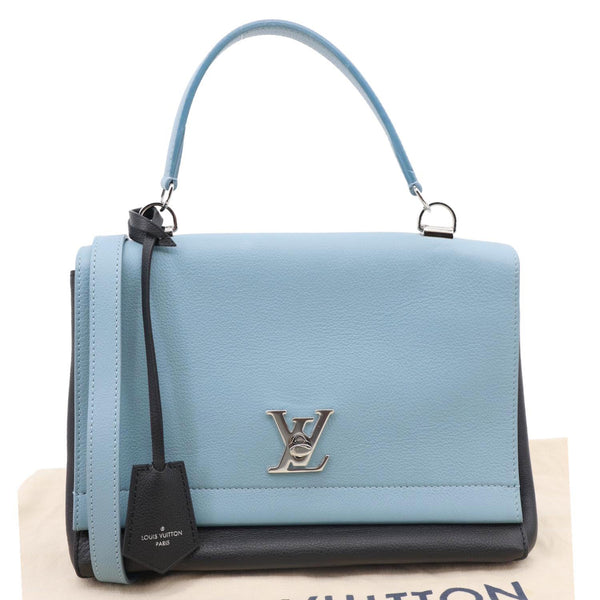 LOUIS VUITTON Lockme II Leather Top Handle Shoulder Bag Light Blue