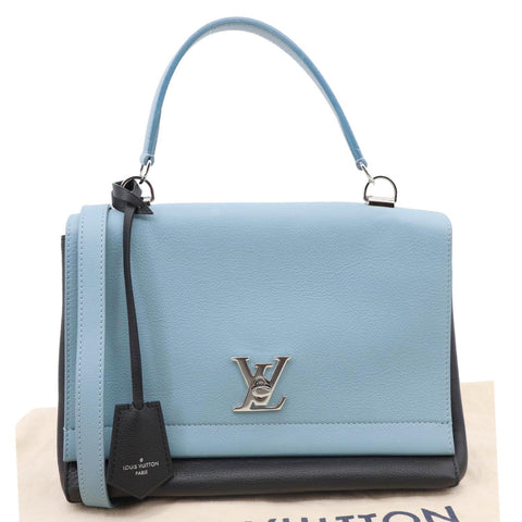 LOUIS VUITTON Lockme II Leather Top Handle Shoulder Bag Light Blue