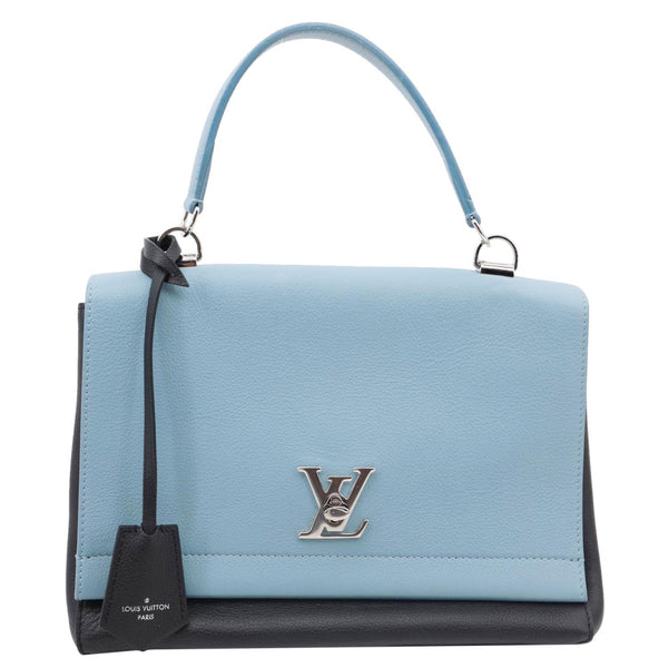 LOUIS VUITTON Lockme II Leather Top Handle Shoulder Bag Light Blue