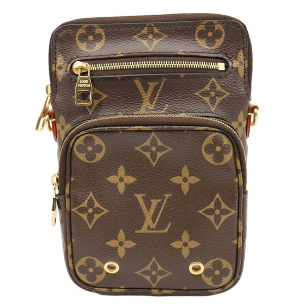 LOUIS VUITTON Utility Phone Sleeve Monogram Canvas Crossbody Bag Brown