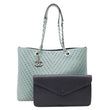 CHANEL Perforated Grained Calfskin Leather Shopping Tote Bag Green