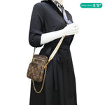 LOUIS VUITTON Utility Phone Sleeve Monogram Canvas Crossbody Bag Brown