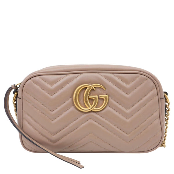 GUCCI GG Marmont Small Matelasse Chevron Leather Camera Bag Dusty Pink 447632