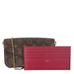 LOUIS VUITTON Felicie Pochette Monogram Canvas Crossbody Bag Brown