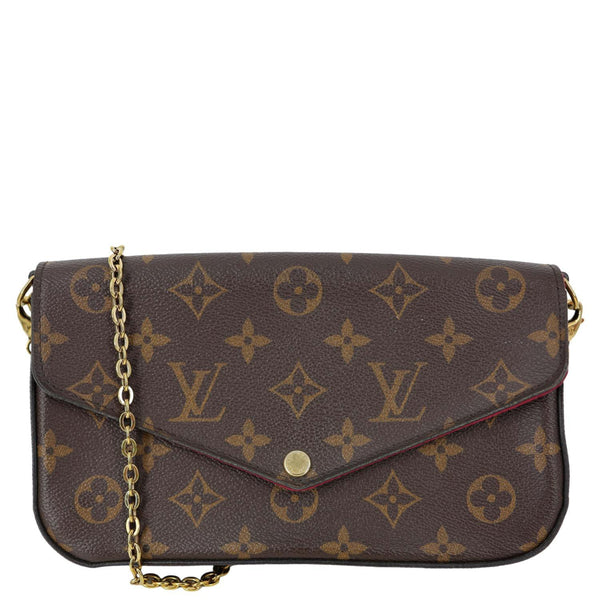 LOUIS VUITTON Felicie Pochette Monogram Canvas Crossbody Bag Brown