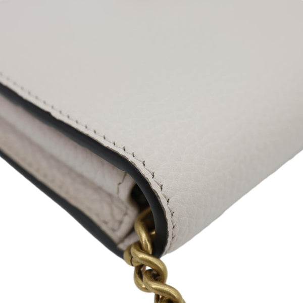 GUCCI Interlocking G Leather Chain Wallet Beige 746056