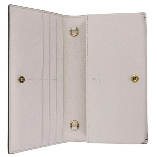 GUCCI Interlocking G Leather Chain Wallet Beige 746056