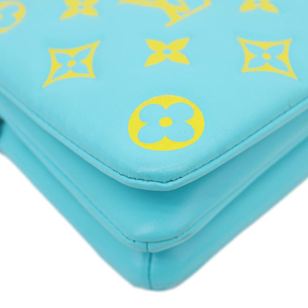 LOUIS VUITTON Coussin Pochette Monogram Embossed Leather Crossbody Bag Ice Blue