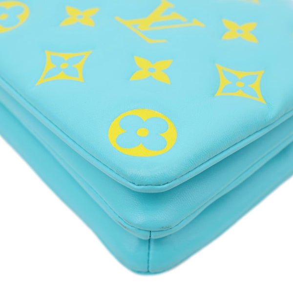 LOUIS VUITTON Coussin Pochette Monogram Embossed Leather Crossbody Bag Ice Blue