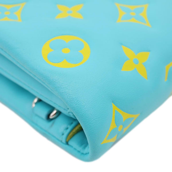 LOUIS VUITTON Coussin Pochette Monogram Embossed Leather Crossbody Bag Ice Blue