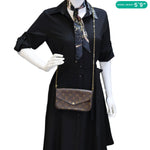 LOUIS VUITTON Felicie Pochette Monogram Canvas Crossbody Bag Brown
