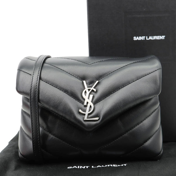 YVES SAINT LAURENT Loulou Toy Calfskin Leather Crossbody Bag Black