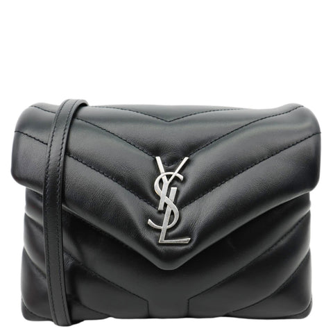 YVES SAINT LAURENT Loulou Toy Calfskin Leather Crossbody Bag Black