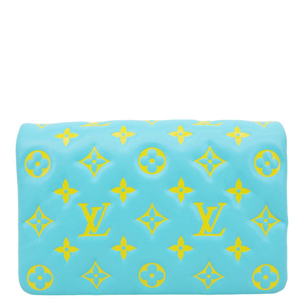 LOUIS VUITTON Coussin Pochette Monogram Embossed Leather Crossbody Bag Ice Blue
