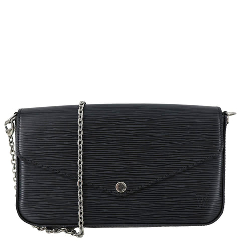 LOUIS VUITTON Felicie Pochette Epi Leather Crossbody Bag Black