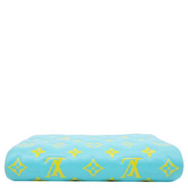 LOUIS VUITTON Coussin Pochette Monogram Embossed Leather Crossbody Bag Ice Blue