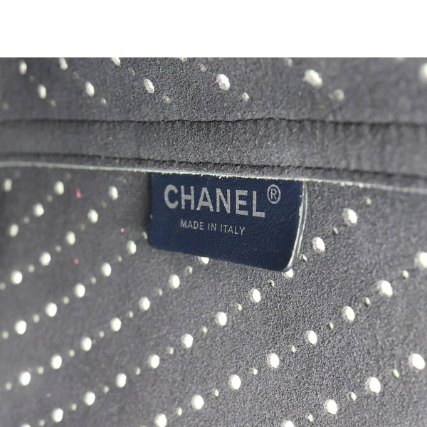 CHANEL Perforated Grained Calfskin Leather Shopping Tote Bag Green