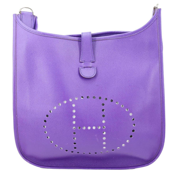 HERMES Evelyne PM Epsom Leather Crossbody Bag Purple