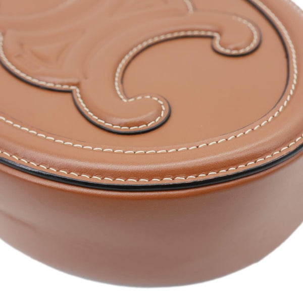 CELINE Triomphe Oval Calfskin Cuir Shoulder Bag Tan