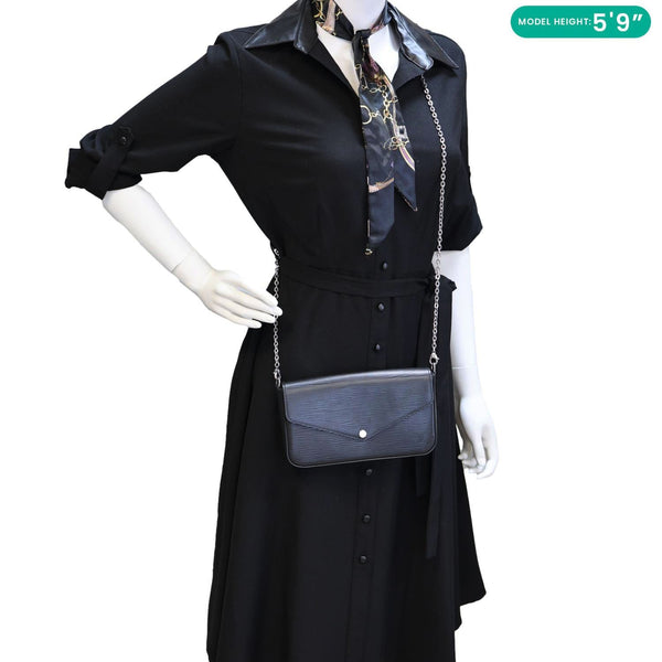 LOUIS VUITTON Felicie Pochette Epi Leather Crossbody Bag Black