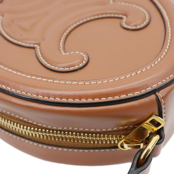 CELINE Triomphe Oval Calfskin Cuir Shoulder Bag Tan