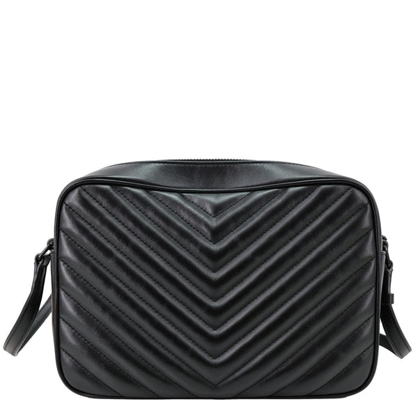 YVES SAINT LAURENT Lou Camera Chevron Leather Crossbody Bag Black