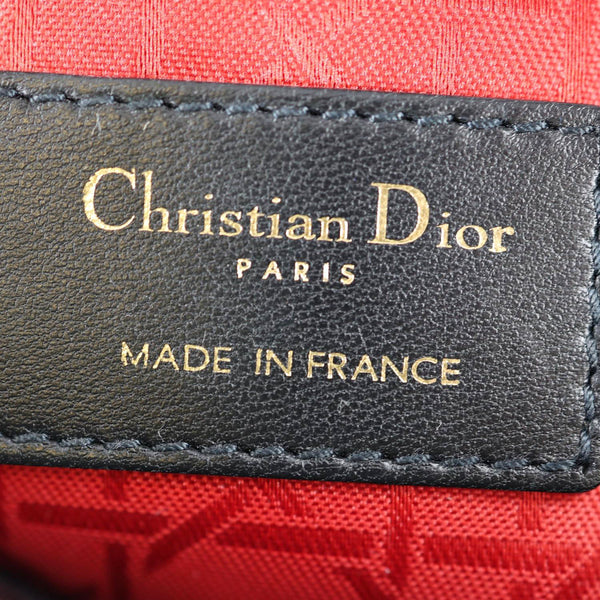CHRISTIAN DIOR Lady Dior Mini Cannage Lambskin Leather Tote Shoulder Bag Black