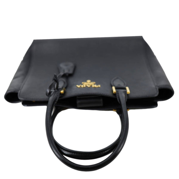 PRADA Lux Saffiano Calfskin Leather Tote Shoulder Bag Black